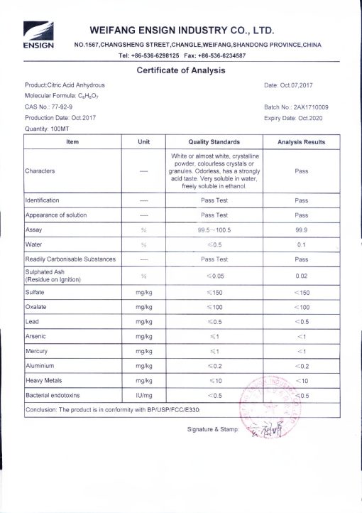 Citric Acid Anhydrous 99% - 6