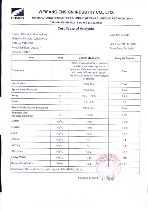 Citric Acid Monohydrate 99% - 4